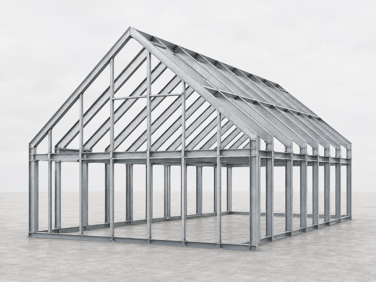 Verzinktes Stahlskelett-Tragwerk eines WOHNFORM Hauses